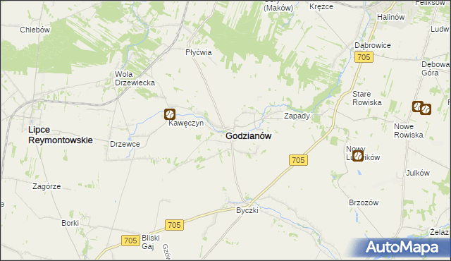 mapa Godzianów, Godzianów na mapie Targeo