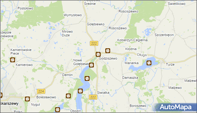 mapa Godziszewo gmina Skarszewy, Godziszewo gmina Skarszewy na mapie Targeo