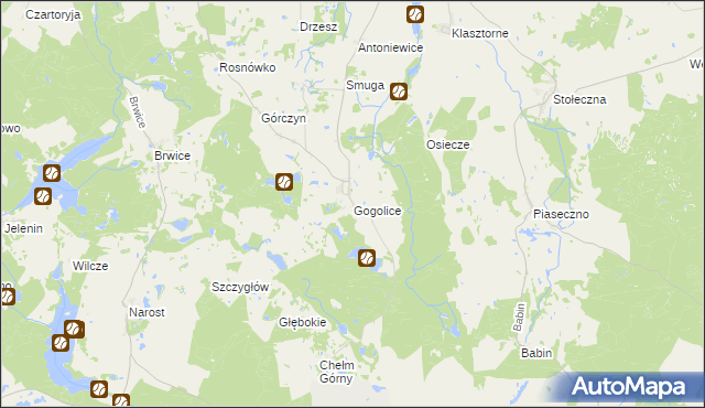 mapa Gogolice gmina Trzcińsko-Zdrój, Gogolice gmina Trzcińsko-Zdrój na mapie Targeo