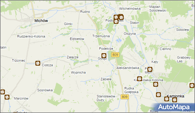 mapa Gołąb gmina Michów, Gołąb gmina Michów na mapie Targeo