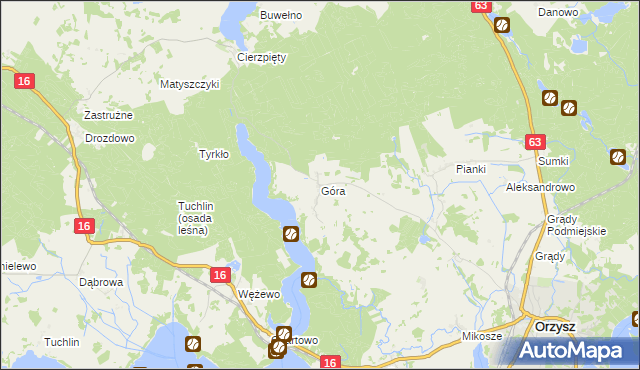 mapa Góra gmina Orzysz, Góra gmina Orzysz na mapie Targeo