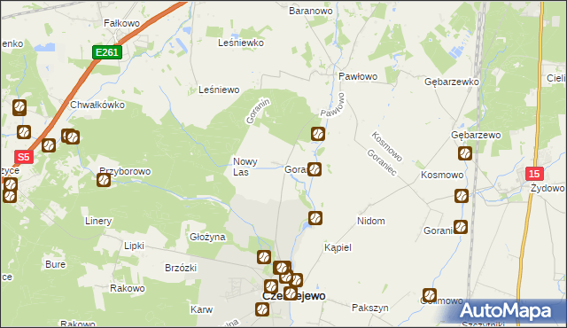 mapa Goranin gmina Czerniejewo, Goranin gmina Czerniejewo na mapie Targeo