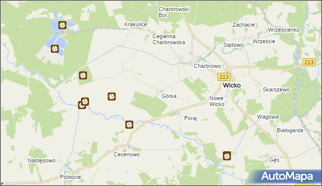 mapa Górka gmina Wicko, Górka gmina Wicko na mapie Targeo