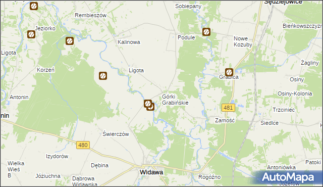 mapa Górki Grabińskie, Górki Grabińskie na mapie Targeo