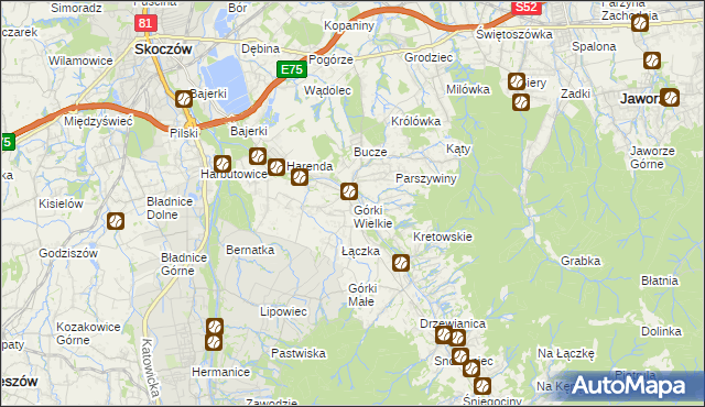 mapa Górki Wielkie, Górki Wielkie na mapie Targeo