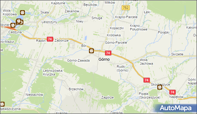 mapa Górno powiat kielecki, Górno powiat kielecki na mapie Targeo