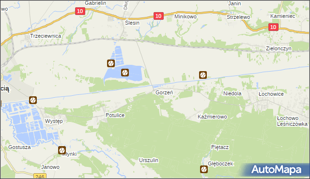 mapa Gorzeń gmina Nakło nad Notecią, Gorzeń gmina Nakło nad Notecią na mapie Targeo