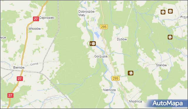 mapa Gorzupia gmina Żagań, Gorzupia gmina Żagań na mapie Targeo