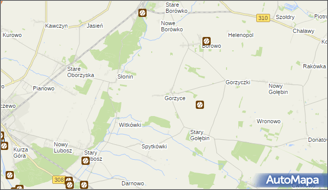 mapa Gorzyce gmina Czempiń, Gorzyce gmina Czempiń na mapie Targeo