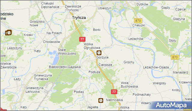 mapa Gorzyce gmina Tryńcza, Gorzyce gmina Tryńcza na mapie Targeo