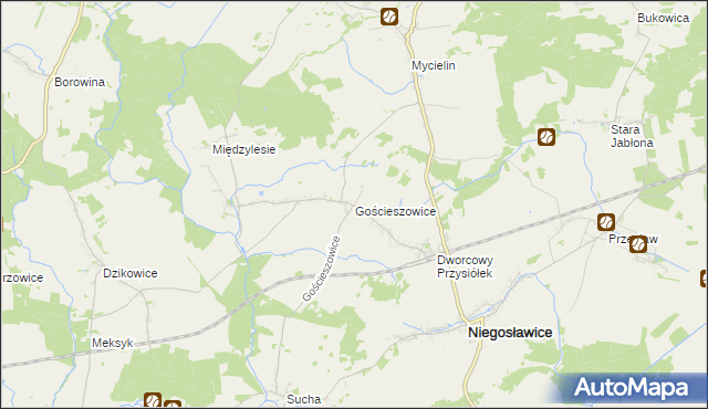 mapa Gościeszowice, Gościeszowice na mapie Targeo