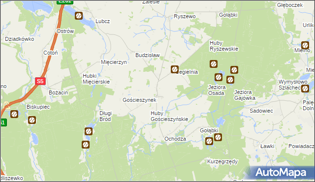 mapa Gościeszyn gmina Rogowo, Gościeszyn gmina Rogowo na mapie Targeo