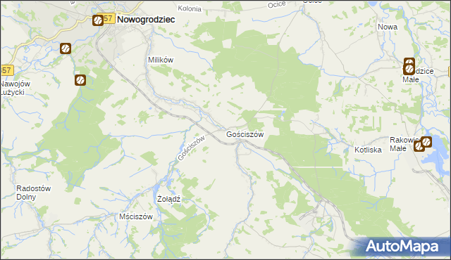 mapa Gościszów, Gościszów na mapie Targeo
