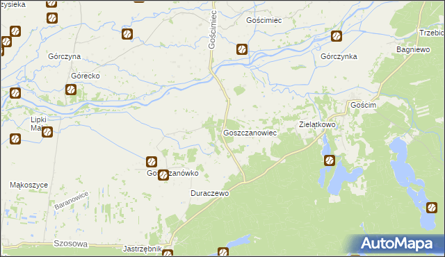 mapa Goszczanowiec, Goszczanowiec na mapie Targeo