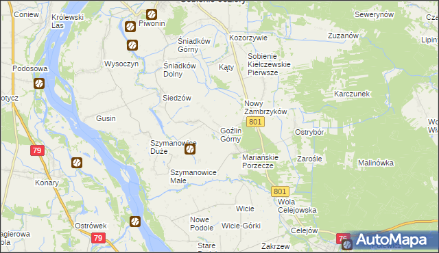 mapa Goźlin Górny, Goźlin Górny na mapie Targeo