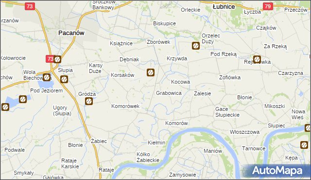 mapa Grabowica gmina Pacanów, Grabowica gmina Pacanów na mapie Targeo