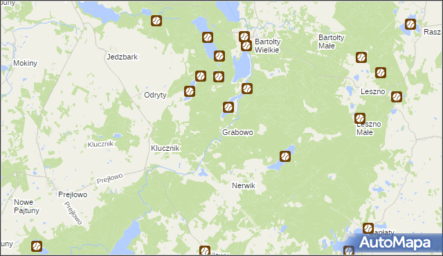 mapa Grabowo gmina Purda, Grabowo gmina Purda na mapie Targeo