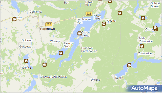 mapa Grabowo Parchowskie, Grabowo Parchowskie na mapie Targeo