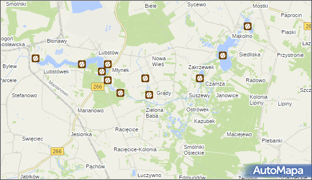 mapa Grądy gmina Sompolno, Grądy gmina Sompolno na mapie Targeo