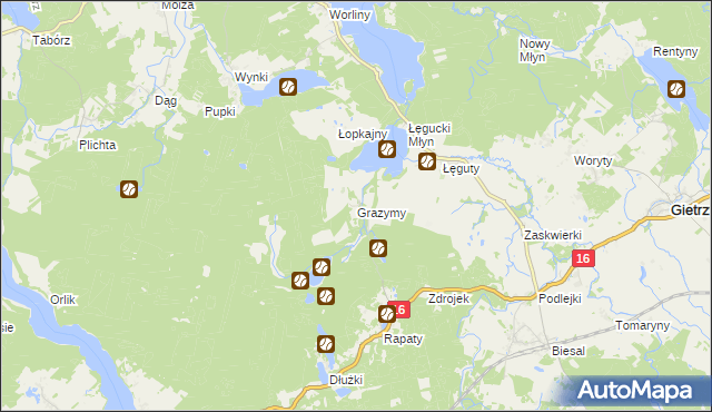 mapa Grazymy, Grazymy na mapie Targeo