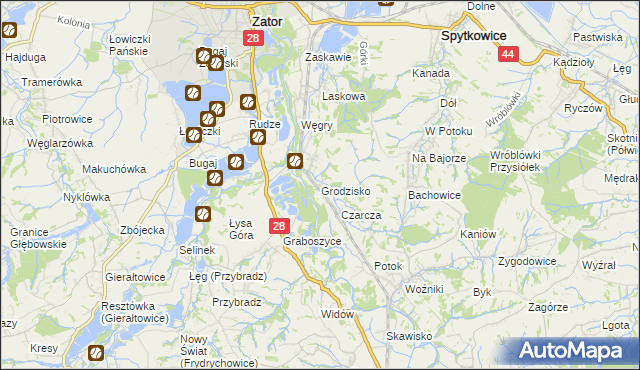 mapa Grodzisko gmina Zator, Grodzisko gmina Zator na mapie Targeo