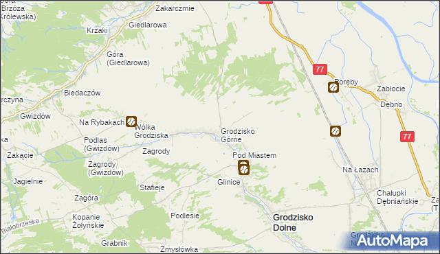 mapa Grodzisko Górne, Grodzisko Górne na mapie Targeo