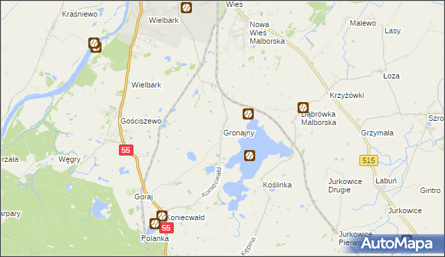 mapa Gronajny, Gronajny na mapie Targeo