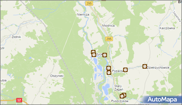 mapa Gryżyce gmina Żagań, Gryżyce gmina Żagań na mapie Targeo