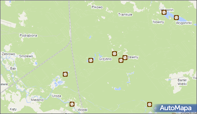 mapa Grzybno gmina Stara Kiszewa, Grzybno gmina Stara Kiszewa na mapie Targeo