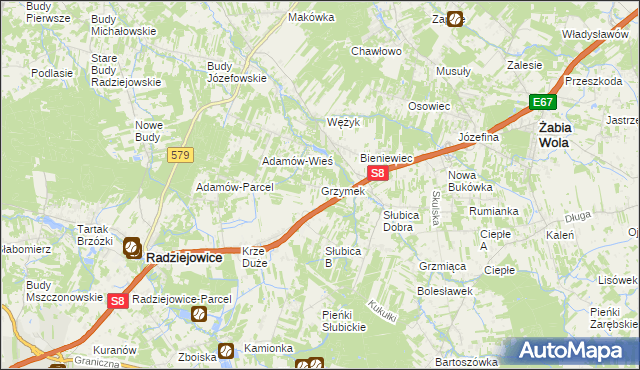 mapa Grzymek, Grzymek na mapie Targeo