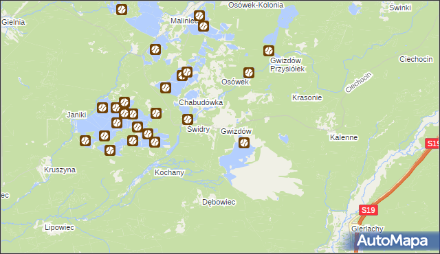 mapa Gwizdów gmina Modliborzyce, Gwizdów gmina Modliborzyce na mapie Targeo