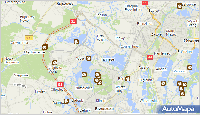 mapa Harmęże, Harmęże na mapie Targeo