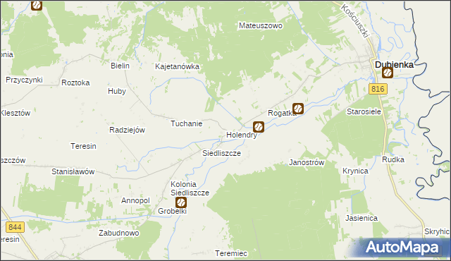 mapa Holendry gmina Dubienka, Holendry gmina Dubienka na mapie Targeo