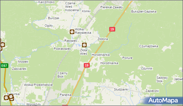 mapa Horodnianka gmina Czarna Białostocka, Horodnianka gmina Czarna Białostocka na mapie Targeo