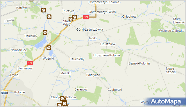 mapa Hruszniew-Kolonia, Hruszniew-Kolonia na mapie Targeo