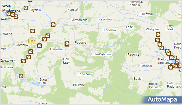 mapa Huta-Dąbrowa, Huta-Dąbrowa na mapie Targeo