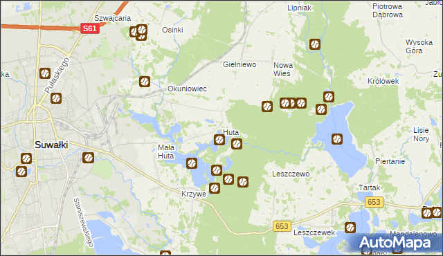 mapa Huta gmina Suwałki, Huta gmina Suwałki na mapie Targeo