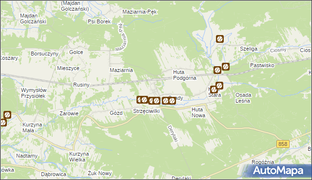 mapa Huta Krzeszowska, Huta Krzeszowska na mapie Targeo