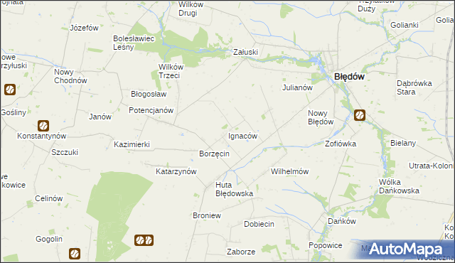 mapa Ignaców gmina Błędów, Ignaców gmina Błędów na mapie Targeo