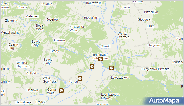 mapa Ignacówka Bobrowska, Ignacówka Bobrowska na mapie Targeo