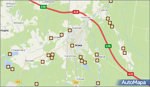 mapa Iłowa powiat żagański, Iłowa powiat żagański na mapie Targeo