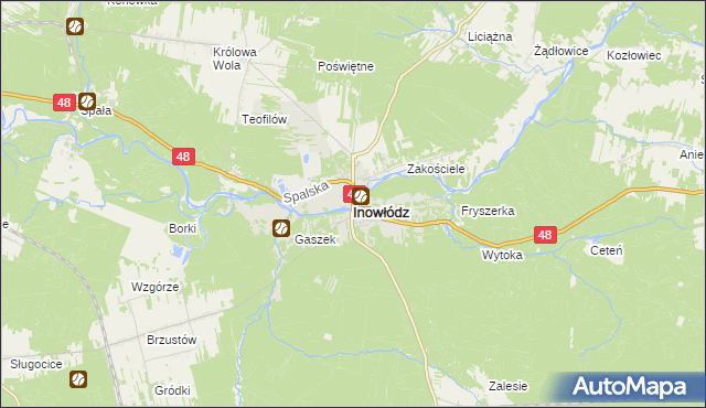 mapa Inowłódz, Inowłódz na mapie Targeo