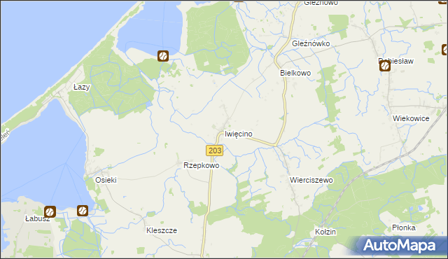 mapa Iwięcino, Iwięcino na mapie Targeo