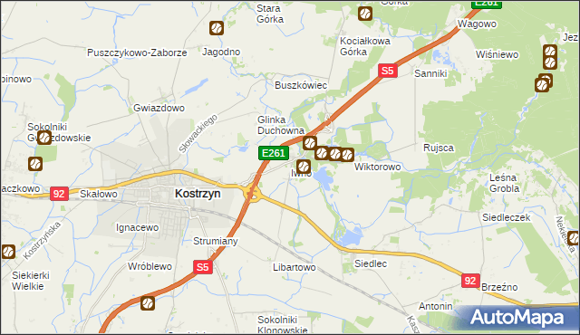 mapa Iwno gmina Kostrzyn, Iwno gmina Kostrzyn na mapie Targeo