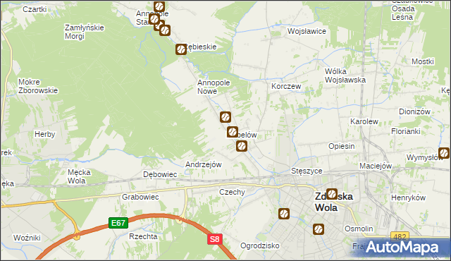 mapa Izabelów gmina Zduńska Wola, Izabelów gmina Zduńska Wola na mapie Targeo