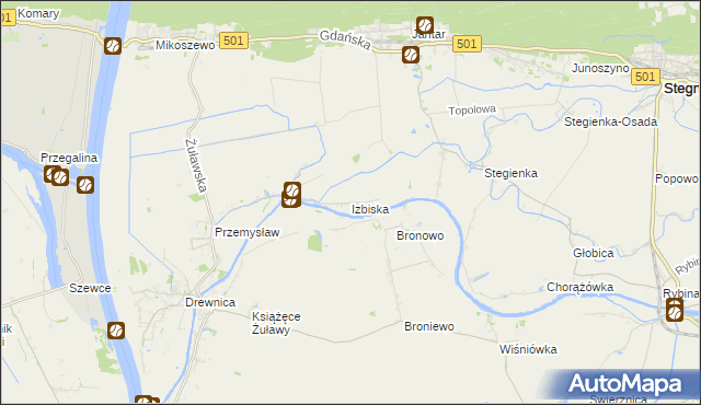 mapa Izbiska gmina Stegna, Izbiska gmina Stegna na mapie Targeo