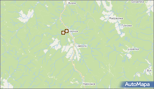 mapa Jabłonki gmina Baligród, Jabłonki gmina Baligród na mapie Targeo