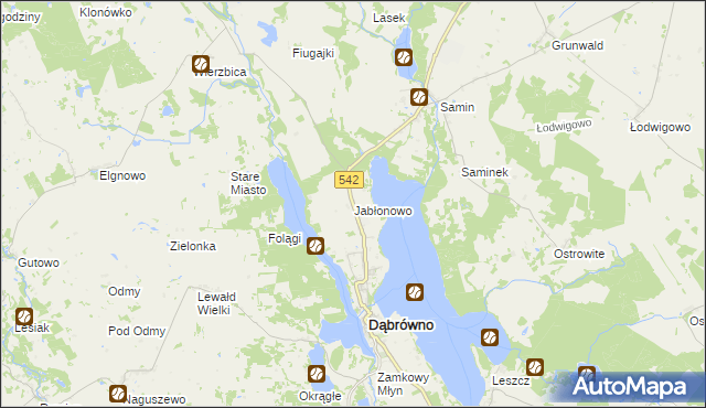 mapa Jabłonowo gmina Dąbrówno, Jabłonowo gmina Dąbrówno na mapie Targeo