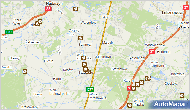 mapa Jabłonowo gmina Lesznowola, Jabłonowo gmina Lesznowola na mapie Targeo