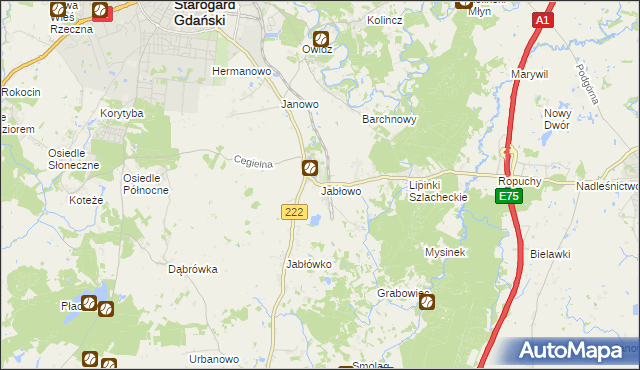 mapa Jabłowo, Jabłowo na mapie Targeo